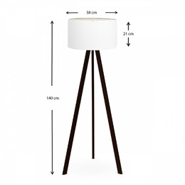 Φωτιστικό Δαπέδου Rosling Megapap Mdf/ύφασμα pvc Χρώμα Μαύρο - Λευκό 38x38x140εκ.