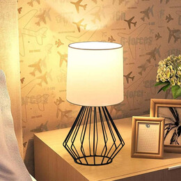 Φωτιστικό Επιτραπέζιο Aldo Megapap e27 Υφασμάτινο - Μεταλλικό Χρώμα Λευκό - Μαύρο Φ18x36εκ.