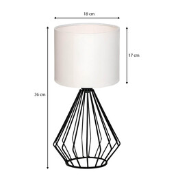 Φωτιστικό Επιτραπέζιο Aldo Megapap e27 Υφασμάτινο - Μεταλλικό Χρώμα Λευκό - Μαύρο Φ18x36εκ.