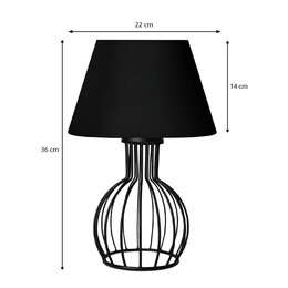 Φωτιστικό Επιτραπέζιο Magnolia Megapap e27 Υφασμάτινο - Μεταλλικό Χρώμα Μαύρο Φ22x36εκ.