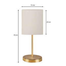 Φωτιστικό Επιτραπέζιο Ingared Megapap e27 Υφασμάτινο Χρώμα Κρεμ - Χρυσό Φ15x39εκ.