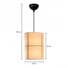 Φωτιστικό Οροφής Strip Megapap e27 Υφασμάτινο Μονόφωτο Χρώμα Κρεμ Φ28x100εκ.