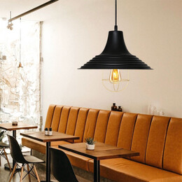 Φωτιστικό Οροφής Retro Megapap e27 Μεταλλικό Μονόφωτο Χρώμα Μαύρο Φ30x70εκ.