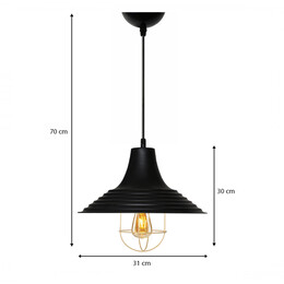 Φωτιστικό Οροφής Retro Megapap e27 Μεταλλικό Μονόφωτο Χρώμα Μαύρο Φ30x70εκ.
