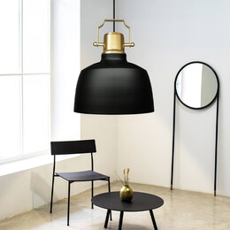 Φωτιστικό Οροφής Artes Megapap e27 Μεταλλικό Μονόφωτο Χρώμα Μαύρο - Χρυσό Φ22x100εκ.