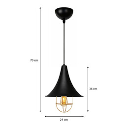 Φωτιστικό Οροφής Retro Megapap e27 Μεταλλικό Μονόφωτο Χρώμα Μαύρο Φ24x70εκ.