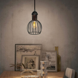 Φωτιστικό Οροφής Manolia Megapap e27 Μεταλλικό Μονόφωτο Χρώμα Μαύρο Φ15x100εκ.