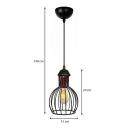 Φωτιστικό Οροφής Manolia Megapap e27 Μεταλλικό Μονόφωτο Χρώμα Μαύρο Φ15x100εκ.