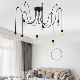 Φωτιστικό Οροφής Octopus Megapap e27 Οκτάφωτο Χρώμα Μαύρο 150εκ.