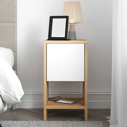 Κομοδίνο ema Megapap Χρώμα Sapphire oak - Λευκό 30x30x55εκ.