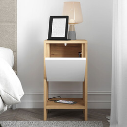 Κομοδίνο ema Megapap Χρώμα Sapphire oak - Λευκό 30x30x55εκ.