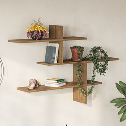 Ραφιέρα Τοίχου leo Megapap Χρώμα Ανοιχτό Καφέ 123x22x80εκ.