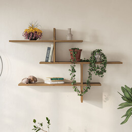 Ραφιέρα Τοίχου leo Megapap Χρώμα Ανοιχτό Καφέ 123x22x80εκ.