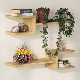 Ραφιέρα Τοίχου Fork Megapap 2 Τεμαχίων από Μελαμίνη Χρώμα Sapphire oak 75x19,5x18εκ.