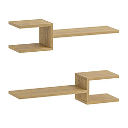 Ραφιέρα Τοίχου Fork Megapap 2 Τεμαχίων από Μελαμίνη Χρώμα Sapphire oak 75x19,5x18εκ.