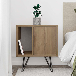 Κομοδίνο Μελαμίνης Glynn Megapap Χρώμα Ανοιχτό Καφέ 50,2x44,6x60εκ.