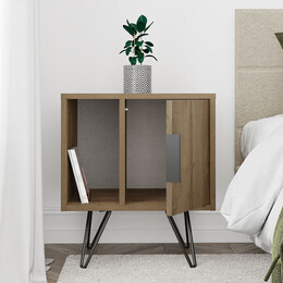 Κομοδίνο Μελαμίνης Glynn Megapap Χρώμα Ανοιχτό Καφέ 50,2x44,6x60εκ.