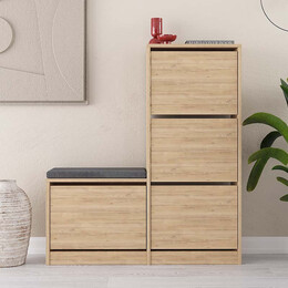 Παπουτσοθήκη Μελαμίνης Dude Megapap Χρώμα Φυσικό Οξιάς 104,8x26x118,5εκ.