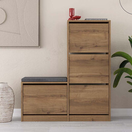 Παπουτσοθήκη Μελαμίνης Dude Megapap Χρώμα Ανοιχτό Καφέ 104,8x26x118,5εκ.