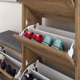 Παπουτσοθήκη Μελαμίνης Dude Megapap Χρώμα Ανοιχτό Καφέ 104,8x26x118,5εκ.