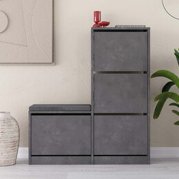 Παπουτσοθήκη Μελαμίνης Dude Megapap Χρώμα Γκρι Ρετρό 104,8x26x118,5εκ.