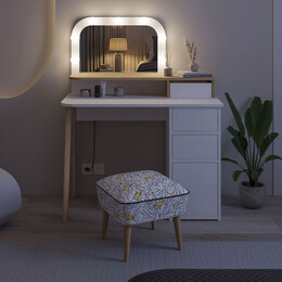 Τουαλέτα με Καθρέπτη Avien Megapap Χρώμα Λευκό - Φυσικό Οξιάς 105x51,1x131εκ.