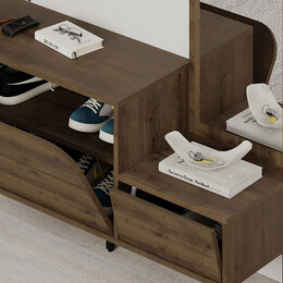 Έπιπλο Εισόδου Mila Megapap με Κρεμάστρα Χρώμα Ανοιχτό Καφέ 120x37x171,6εκ.