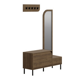 Έπιπλο Εισόδου Mila Megapap με Κρεμάστρα Χρώμα Ανοιχτό Καφέ 120x37x171,6εκ.