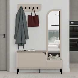 Έπιπλο Εισόδου Mila Megapap με Κρεμάστρα Χρώμα Sandstone120x37x171,6εκ.