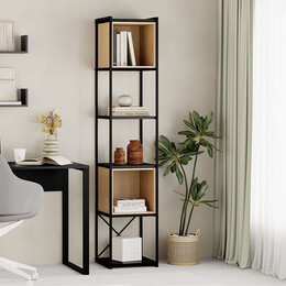 Βιβλιοθήκη Vale Mini Megapap Χρώμα Silky Black - Sapphire oak 36,2x39x179εκ.