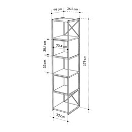 Βιβλιοθήκη Vale Mini Megapap Χρώμα Silky Black - Sapphire oak 36,2x39x179εκ.