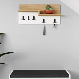 Κρεμάστρα Τοίχου Harmon Megapap Χρώμα Sapphire oak - Λευκό 65x15x31εκ.