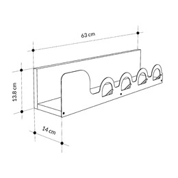 Κρεμάστρα Τοίχου Liora Megapap Χρώμα Sapphire oak 63x14x14εκ.