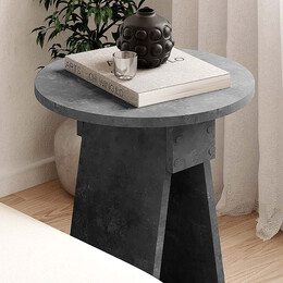 Βοηθητικό Τραπεζάκι Chen Megapap Χρώμα Γκρι Ρετρό Φ42x50εκ.