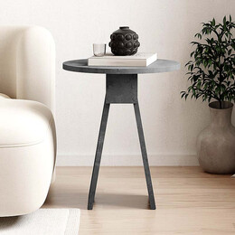 Βοηθητικό Τραπεζάκι Chen Megapap Χρώμα Γκρι Ρετρό Φ42x50εκ.