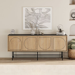 Μπουφές Joji Megapap Χρώμα Sapphire oak - Silky Black 186,8x40x77,6εκ.