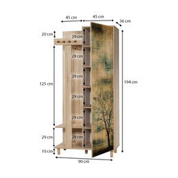 Έπιπλο Εισόδου Soho Megapap Χρώμα Sonoma 90x36x194εκ.