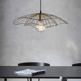 Φωτιστικό Οροφής Yildo Megapap e27 Μεταλλικό Μονόφωτο Χρώμα Χρυσό Vintage Φ50x111εκ.