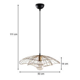 Φωτιστικό Οροφής Yildo Megapap e27 Μεταλλικό Μονόφωτο Χρώμα Χρυσό Vintage Φ50x111εκ.