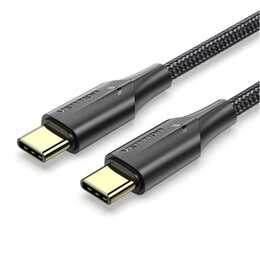 Vention Nylon Braided Type-c to Type-c 3a Cable 1m Black led Type (Taubf) (Ventaubf)