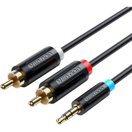 Vention 3.5mm Male to 2rca Male Cable 1m Black (Bclbf) (Venbclbf)