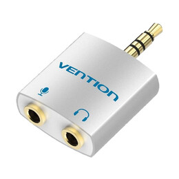 Vention 4pole 3.5mm Male to 2*3.5mm Female Audio Adapter Silvery Metal Type (Bdbw0) (Venbdbw0)