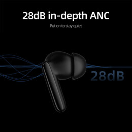 QCY T13 ANC 2 Black - TWS 28dB active noise canceling 10mm drivers, BT 5.3 30 hours True Wireless