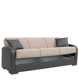 Καναπές Κρεβάτι Τριθέσιος ArteLibre MARTINI Καφέ PU 225x87x90cm