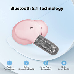 QCY T13 TWS PINK Dual Driver 4-mic noise cancel. True Wireless Earbuds - Quick Charge 380mAh