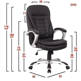 Καρέκλα Γραφείου ArteLibre EYPYΔIKH Μαύρο PU 62x60x108-116cm