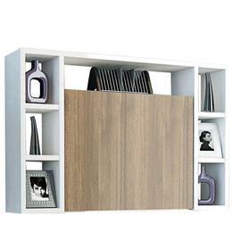 Γραφείο Τοίχου Ανοιγόμενο ArteLibre AMORGOS Λευκό/Καρυδί Μοριοσανίδα 90x20+46x60cm