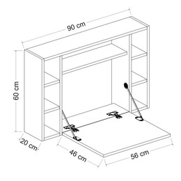 Γραφείο Τοίχου Ανοιγόμενο ArteLibre AMORGOS Λευκό/Καρυδί Μοριοσανίδα 90x20+46x60cm