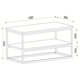 Τραπεζάκι Σαλονιού ArteLibre MYKONOS Σκούρο Καφέ/Μαύρο Μοριοσανίδα/Μελαμίνη/Μέταλλο 120x60x43cm