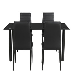 Σετ Τραπεζαρίας (4+1) ArteLibre TAGETES Μαύρο 120x70x75cm